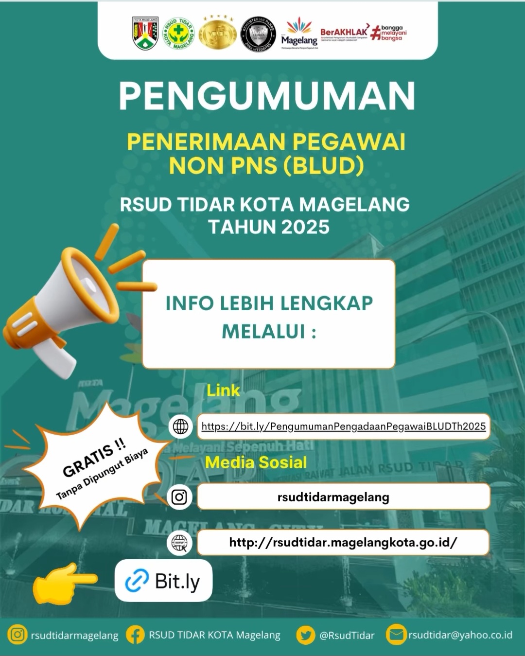 Pengumuman Penerimaan Pegawai Non Pns Rsud Tidar Kota Magelang 2025